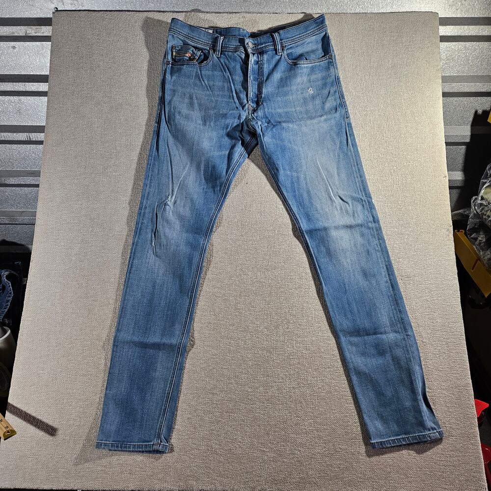 Diesel Tepphar Slim Jeans 34x34 Blue Distressed Designer Denim Mens
